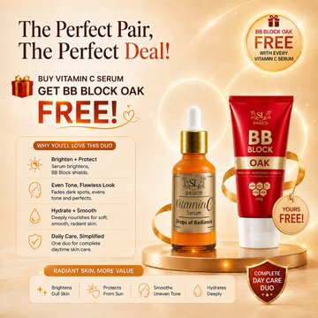 SL Basics Vitamin C Serum with FREE BB Block – Brighten + Protect – Complete Day Care Duo (Brightens, Fades Dark Spots +SPF 50+, Sun Protection, Evens Skin Tone)