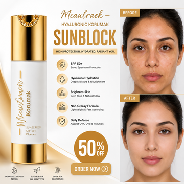 Mcaulraek Hyaluronic Koruma Sunblock – SPF 50+ PA++++ – High Protection, Hydrated & Radiant You – Hyaluronic Hydration, Brightens Skin & Non-Greasy – Broad Spectrum UV Protection