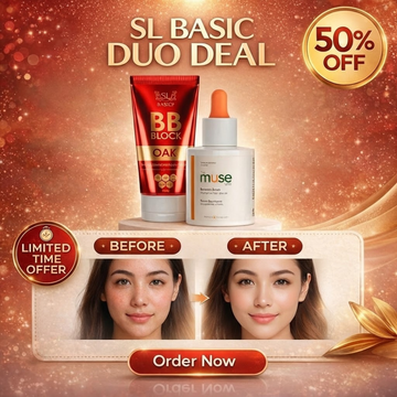SL Basic Duo Deal: BB Cream with SPF 50+ & Muse Balance Serum | Brightening, Hydrating & Pore-Minimizing Skincare + Makeup Set