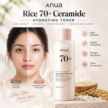 Anua Rice 70+ Ceramide Hydrating Toner – 50% OFF – Milky Toner for Glass Skin & Deep Hydration - Also Tighten & Lift Skin