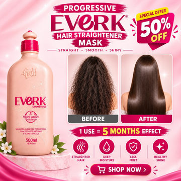 EverK Progressive Hair Keratin & Straightening Mask – Straight & fizz free hair upto 5-6 months after single use -  Deep Moisturizing, Anti-Frizz Formula for Smooth, Silky & Shiny Hair