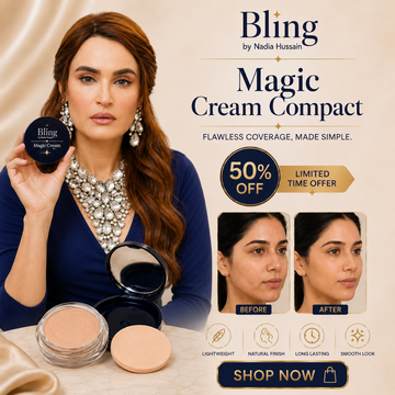Bling by Nadia Hussain Magic Cream Compact – Flawless Coverage, Made Simple – Lightweight, Natural Finish & Long-Lasting Smooth Look – Cream Compact Foundation – Blurs Imperfections, Evens Skin Tone