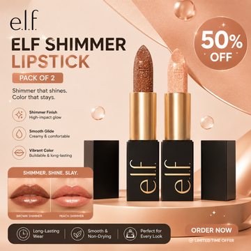 ELF Shimmer Lipstick (Pack Of 2) – Shimmer That Shines, Color That Stays – High-Impact Glow, Smooth Glide & Vibrant Color – Long-Lasting, Non-Drying – 100% Vegan & Cruelty-Free