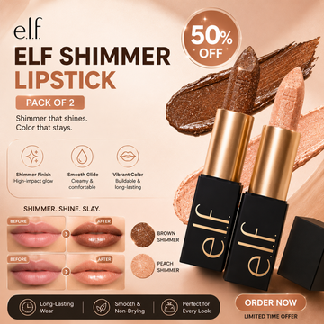 ELF Shimmer Lipstick (Pack Of 2) – Shimmer That Shines, Color That Stays – High-Impact Glow, Smooth Glide & Vibrant Color – Long-Lasting, Non-Drying – 100% Vegan & Cruelty-Free