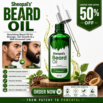 Sheopal's Advanced Beard Growth Oil | Lightweight, Non-Greasy Formula | Helps Reduce Patchy Beard Areas | Strengthens Beard Roots | Promotes Fuller & Healthier Looking Beard