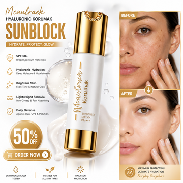 Mcaulraek Hyaluronic Koruma Sunblock – SPF 50+ PA++++ – High Protection, Hydrated & Radiant You – Hyaluronic Hydration, Brightens Skin & Non-Greasy – Broad Spectrum UV Protection